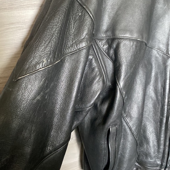 Men's Vintage Heavy Leather Thinsulate Lined Motorcycle Jacket - Picture 3 of 11